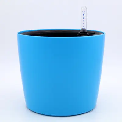 Round Plastic Planter with Water Level Indicator, Self-Watering - 9