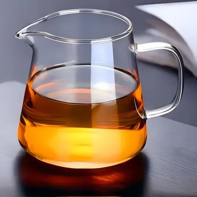 High Borosilicate Glass Fair Cup with Handle, Kung Fu Tea Set