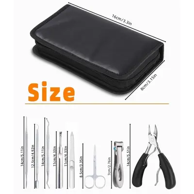 Stainless steel nail clipper set, 8-piece, ingrown toenail pedicure - 5