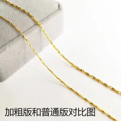 裸链彩银项链925纯银链子锁骨细镀18K黄金色镀金女锁骨链配不掉色