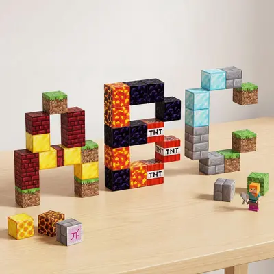Magnetic building blocks with strong magnets, large pieces