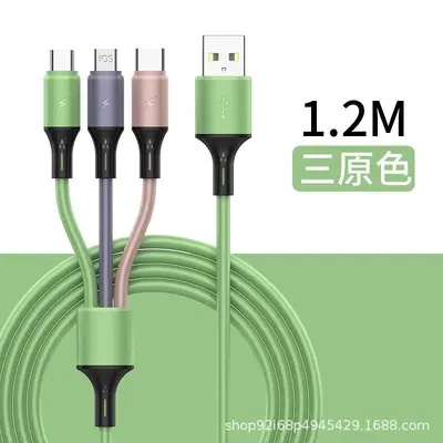 Liquid silicone data cable three-in-one fast charging one-to-three original charging cable dual Apple type-c suitable for Android - 7