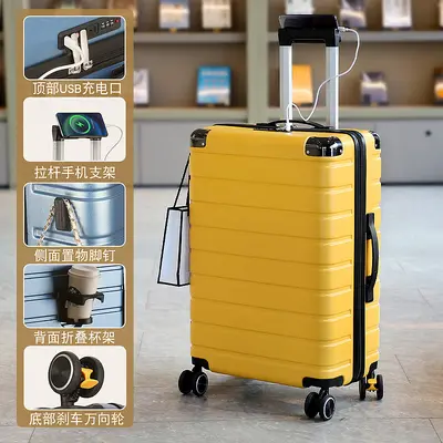 Zipper Suitcase with Combination Lock and Brake Wheels - 13