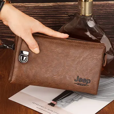 2024 Men's Wallet and Clutch Bag with Multiple Card Slots, Zipper and Snap Closure