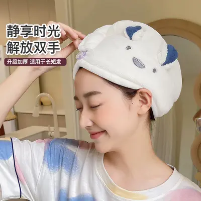 Japanische und koreanische Cartoon-Kaninchen-Ohren Haartrocknung Klemme verdickte dreieckige Handtuch-Duschhaube Korallensamt Absorptionstuch für trockenes Haar grenzüberschreitender Handel