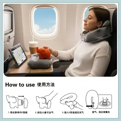 Xiaoxiang portable press-to-inflate U-shaped travel neck pillow - 4
