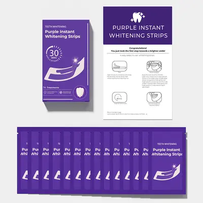 V34 Instant Whitening Shade-Correcting Teeth Strips Set, Purple - 6