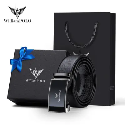Paul Belt Luxury Leather Belt for Men, Genuine Leather Automatic Buckle Belt, Plain Business Style Alloy Soft Leather Men's Belt - 12