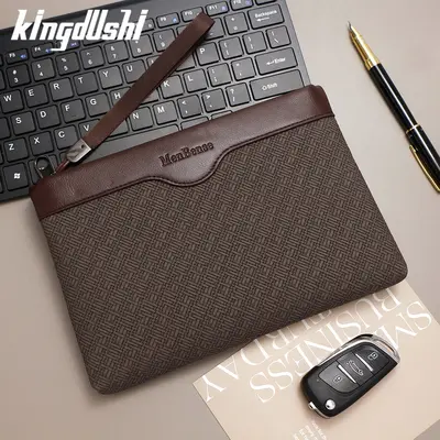 Men's Clutch Bag, Large Capacity, Korean Style Woven Pattern Business Bag - 2