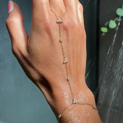 Kristall-Handrücken-Kettenarmband, geometrisch, Partyschmuck