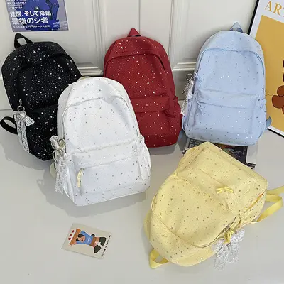 Women's Star Print Backpack, Large Capacity, School and Travel - 12