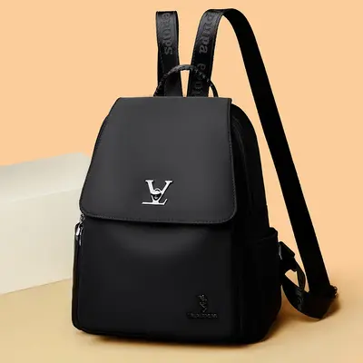 Pure Nylon Backpack, Water-Repellent and Wear-Resistant, Large Capacity