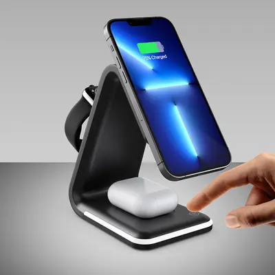 Apple 13 için 3'ü 1 Arada Manyetik Kablosuz Şarj Cihazı, Dikey Stand