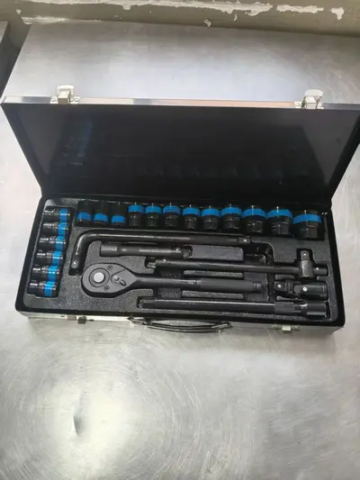 24-Piece Bow-Shaped F-Handle Socket Set with Metal Box, Auto Repair Tool Kit - 12