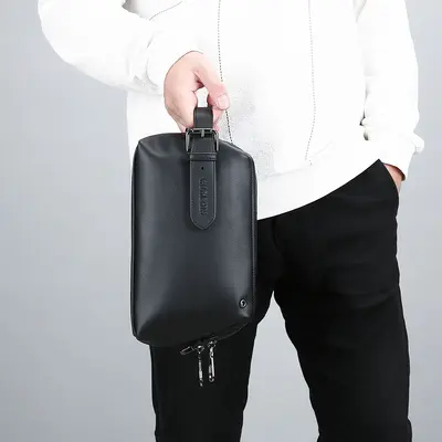 Men's Soft Leather Handbag, Large Capacity for Business and Casual Use - 3