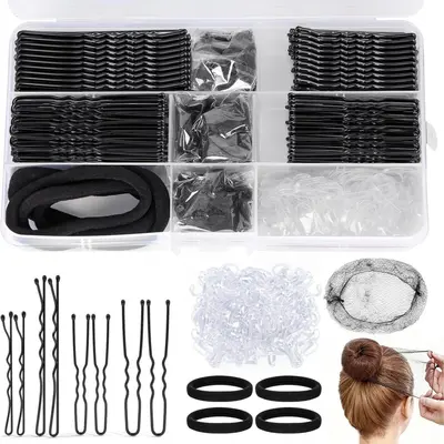 385-Piece Hair Accessories Set with Elastic Ties, Hair Nets and Clips