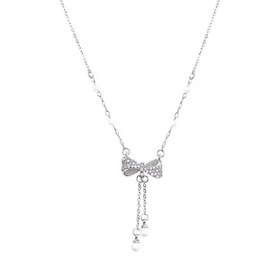 Leichte Luxus-Nischen-High-End-Titanzahl-Stahl-Halskette elegante Mikro-Pavé-Zirkon-Schlüsselbein-Kette modisch vielseitig temperamentvoll Internet-Celebrity-Nackenriemen