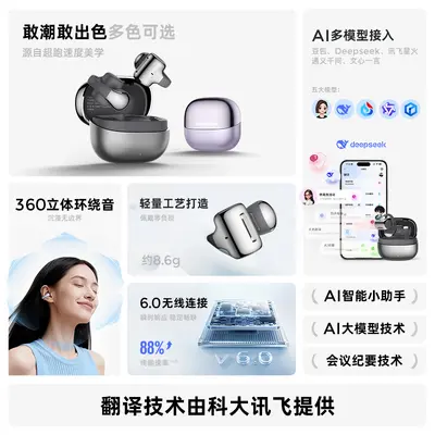 AI smart translation Bluetooth earbuds with ear clip design