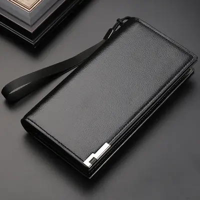 Men's long zip wallet with anti-theft protection and multi-card slots - 6