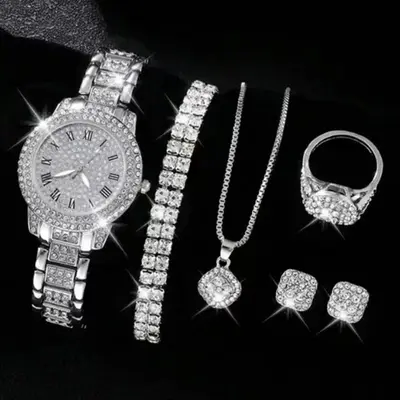 Trendy Best-Selling Roman Numeral Luxury Diamond-Studded Cuban Bracelet with Women's Watch Fashionable Hip-Hop Steel Watch - 10