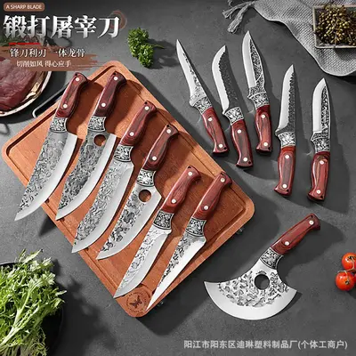 Yangjiang Metzgermesser-Set, handgeschmiedet, Hammerschlag