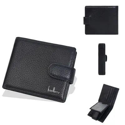 Genuine Leather Men's Wallet, Cowhide, Zipper Coin Compartment - 7