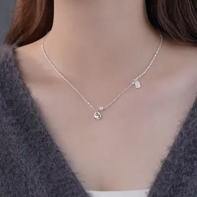 S999 gümüş Çin tarzı külçe kolye kadın moda zinciri - 4