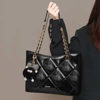 Women's Bag 2025, Quilted Chain Strap Tote Bag - 3