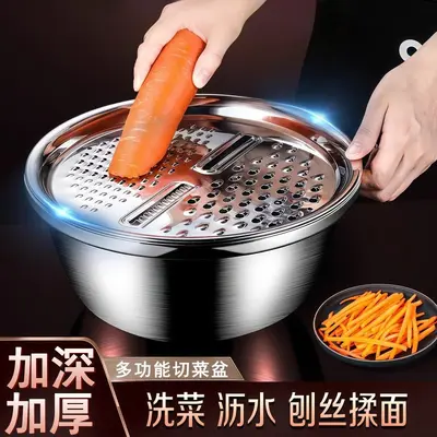 蔬菜刨丝盘切菜盆多功能刨丝器擦丝片不锈钢土豆片食品级萝卜