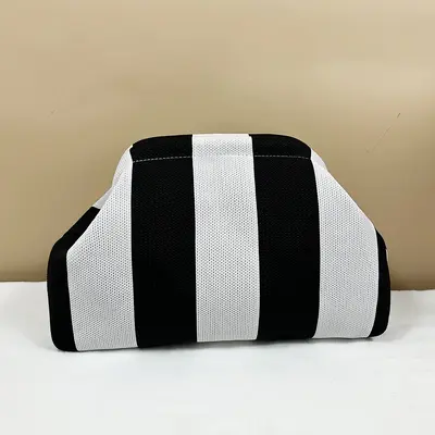 Knitted Striped Cloud-Shaped Women's Cosmetic Bag, Large Capacity - 8