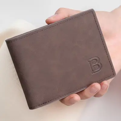 Herren-Retro-Kurzbrieftasche, 2-fach gefaltet, mit Kartenfächern und Münzfach