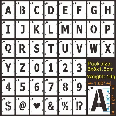 42-Piece Interlocking Alphanumeric Spray Painting Stencil Set for Walls - 7