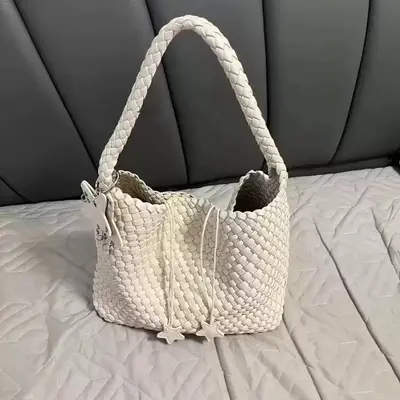 Champagne Hand-Woven Women's Tote Bag, Large Capacity - 13