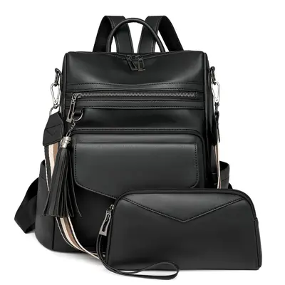 Grenzüberschreitender PU Damen Winter neu Europa und Amerika Retro vielseitiger Rucksack Damen hochwertig zweifarbiger Quasten Rucksack Großhandel