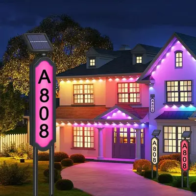 Güneş Enerjili LED Yer Fişi Kapı Numarası Lambası, Dış Mekân
