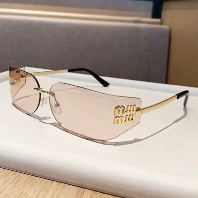 Frameless Metal Narrow Frame Retro Sunglasses for Women - 10