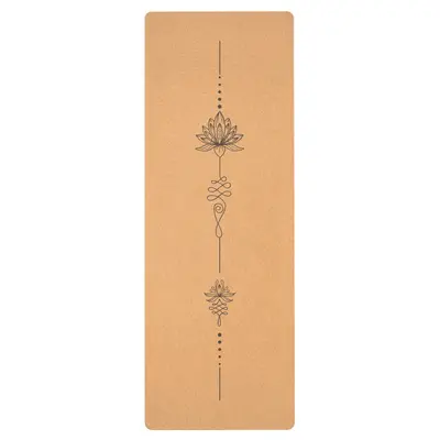 Yoga mat, 183x68cm, natural rubber, cork surface, silent - 7