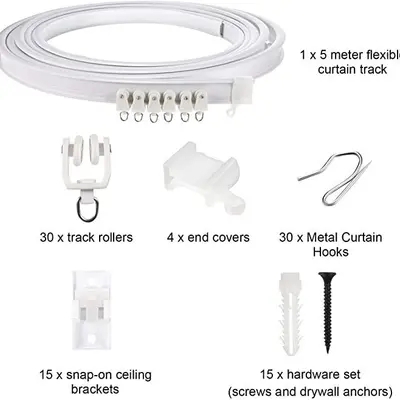 Bendable Curved Curtain Track, 1-5 Meters, Accessories Included
