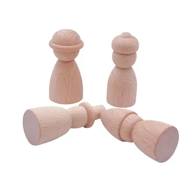 Çocuk Kayın Ağacı Renkli Ahşap Kukla Figürü Anaokulu DIY El Sanatı Malzemeleri Montessori Erken Eğitim Duyusal Oyuncak
