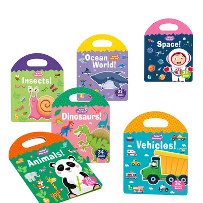 Children's Quiet Book Educational Toy Portable Jelly Sticker Book for Ages 2-3 to 6, Toddler Concentration Training Reusable Sticker Art