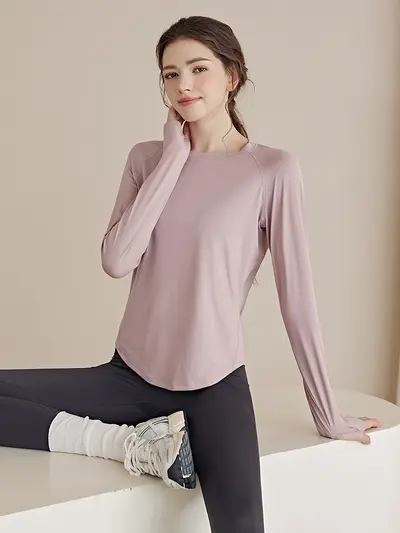 Damen schnelltrocknendes Langarm-Sportoberteil, figurformend, Herbst - 2