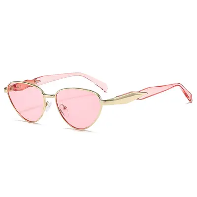 Triangle Cat-Eye Sunglasses, Metal Frame, UV Protection, Korean Style - 11
