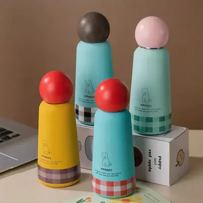 Minimalist yuvarlak termos bardak, köpek desenli, taşınabilir, açık hava için - 3