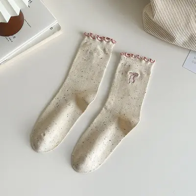 Women's Bow Ruffled Long Socks, Japanese Style - 7