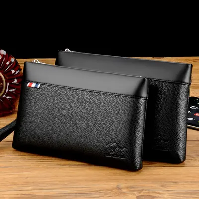 Soft Leather Men's Clutch, Large Capacity, Envelope Style, Multi-Card Slots