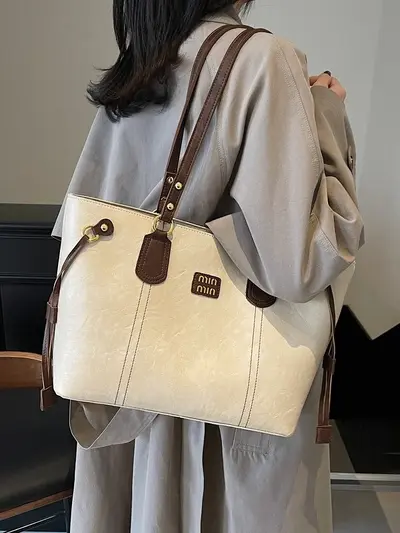 Retro Commuter Tote Bag, Large Capacity, Single-Shoulder Underarm Bag for Women - 3