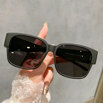 TR9002 Square Frame Sunglasses for Men and Women, Worn Over Myopia Glasses - 8