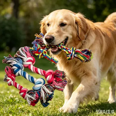 Durable Double-Knot Cotton Rope Dog Chew Toy, Large Medium Small Sizes - 3