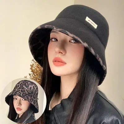 Kore tarzı çift taraflı kova şapka, sonbahar kış kalın model, kadın - 8