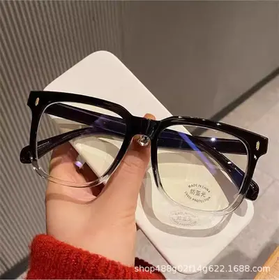 Blue Light Blocking Myopia Glasses for Women, Oversized Black Frame - 7